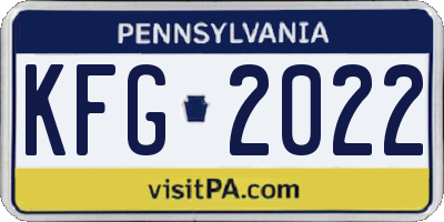 PA license plate KFG2022