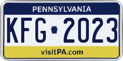 PA license plate KFG2023