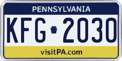 PA license plate KFG2030