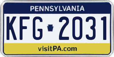 PA license plate KFG2031