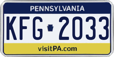 PA license plate KFG2033