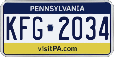 PA license plate KFG2034