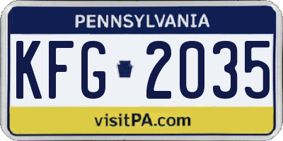 PA license plate KFG2035