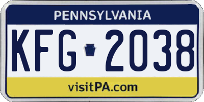 PA license plate KFG2038