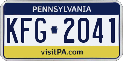 PA license plate KFG2041
