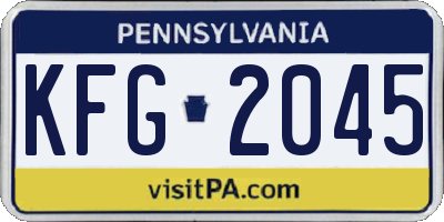 PA license plate KFG2045