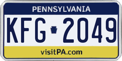PA license plate KFG2049