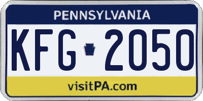 PA license plate KFG2050
