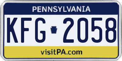 PA license plate KFG2058
