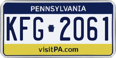 PA license plate KFG2061