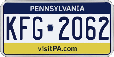 PA license plate KFG2062