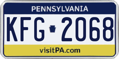 PA license plate KFG2068