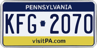 PA license plate KFG2070