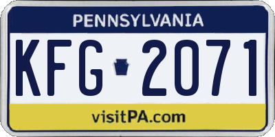 PA license plate KFG2071