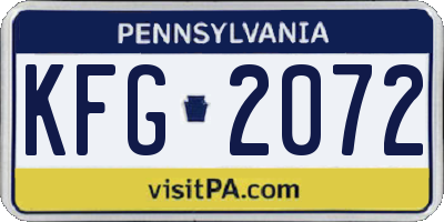PA license plate KFG2072