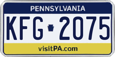 PA license plate KFG2075