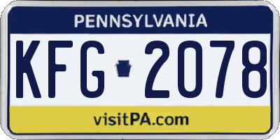PA license plate KFG2078