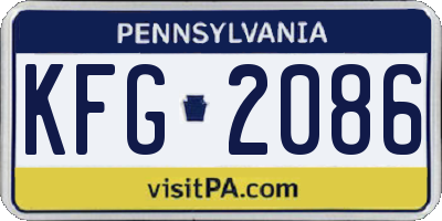 PA license plate KFG2086