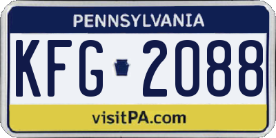 PA license plate KFG2088