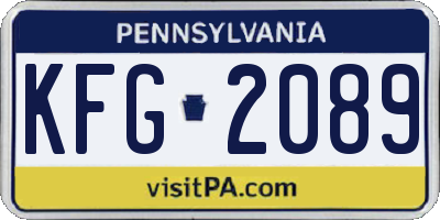 PA license plate KFG2089