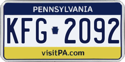 PA license plate KFG2092