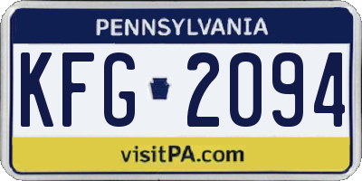 PA license plate KFG2094