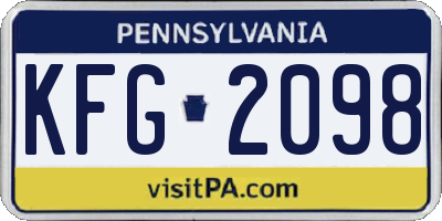 PA license plate KFG2098