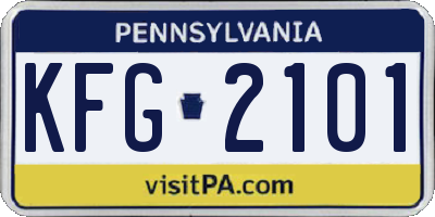 PA license plate KFG2101