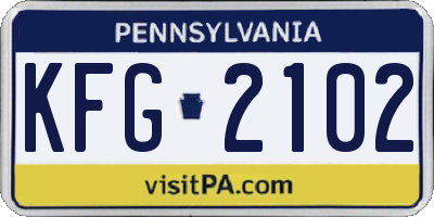 PA license plate KFG2102