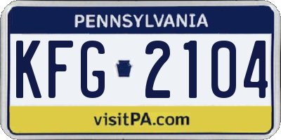 PA license plate KFG2104