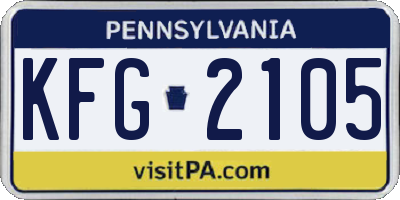 PA license plate KFG2105