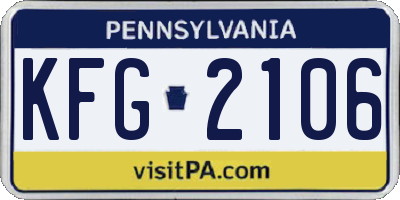 PA license plate KFG2106