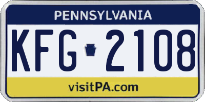 PA license plate KFG2108