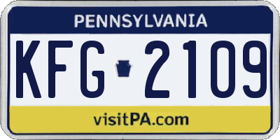 PA license plate KFG2109
