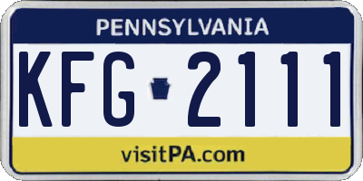PA license plate KFG2111