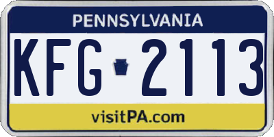 PA license plate KFG2113