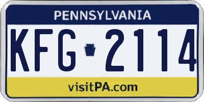 PA license plate KFG2114