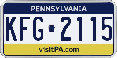 PA license plate KFG2115