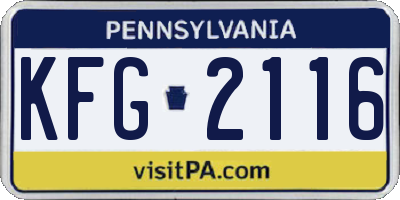 PA license plate KFG2116