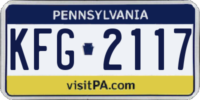 PA license plate KFG2117