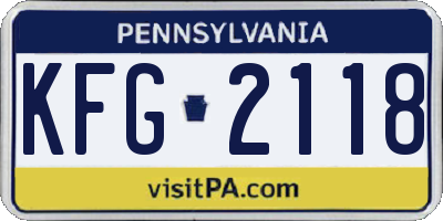 PA license plate KFG2118