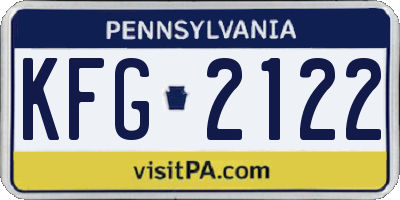 PA license plate KFG2122