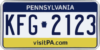 PA license plate KFG2123