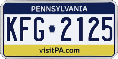 PA license plate KFG2125