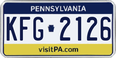PA license plate KFG2126