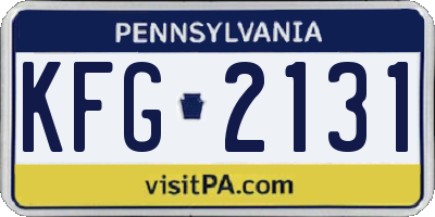 PA license plate KFG2131