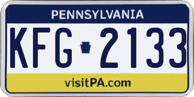 PA license plate KFG2133