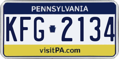 PA license plate KFG2134