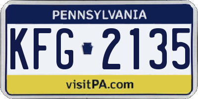 PA license plate KFG2135