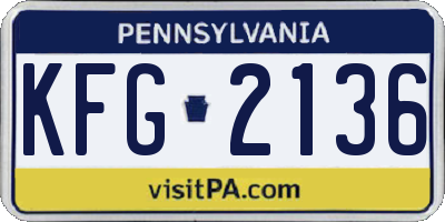 PA license plate KFG2136